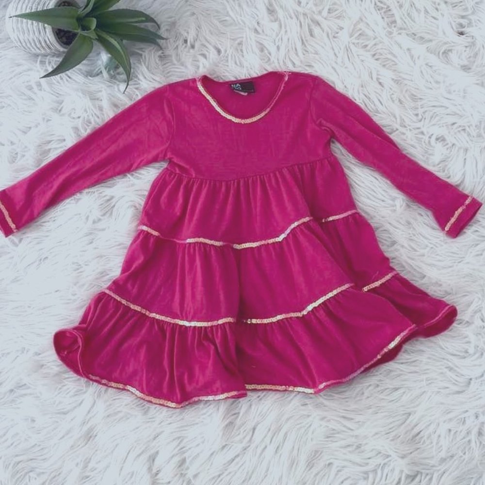 Chasing Fireflies Girl Boutique NANO Pink Tier Twirl Dress Sequins Bling Size 4